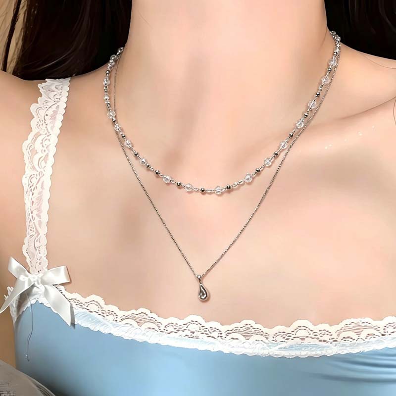 قلادة جديدة على شكل قطرة ماء ب - مراجعة Layered Pendant Necklace Aesthetic وسعره