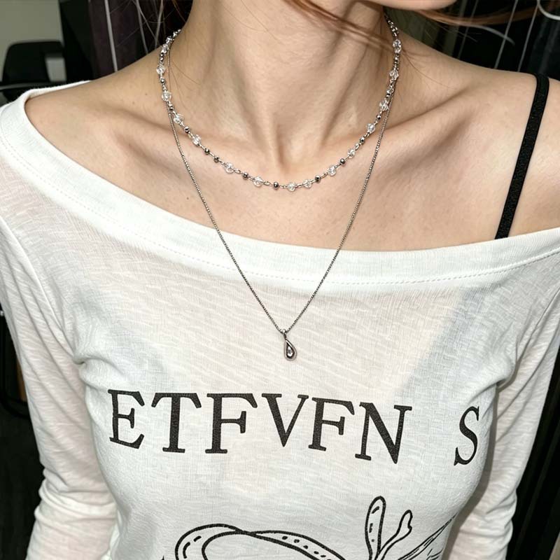 قلادة جديدة على شكل قطرة ماء ب - مراجعة Layered Pendant Necklace Aesthetic وسعره
