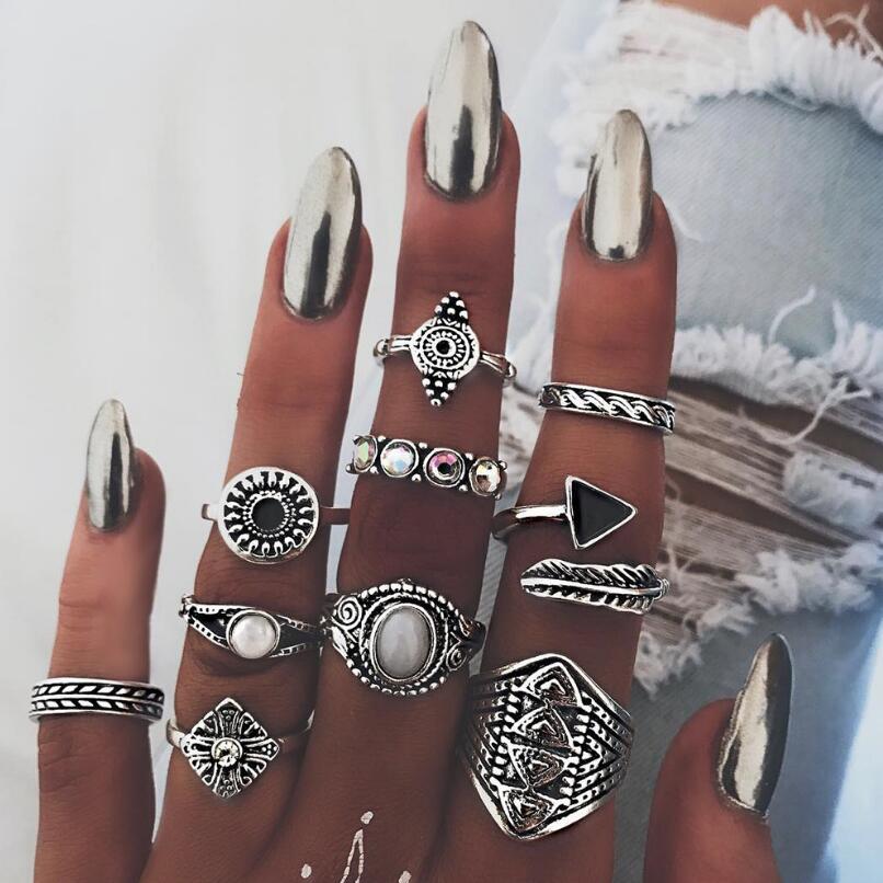 Meyfflin خمر المفصل حلقة مجموع - مراجعة Vintage Punk Knuckle Rings Set وسعره