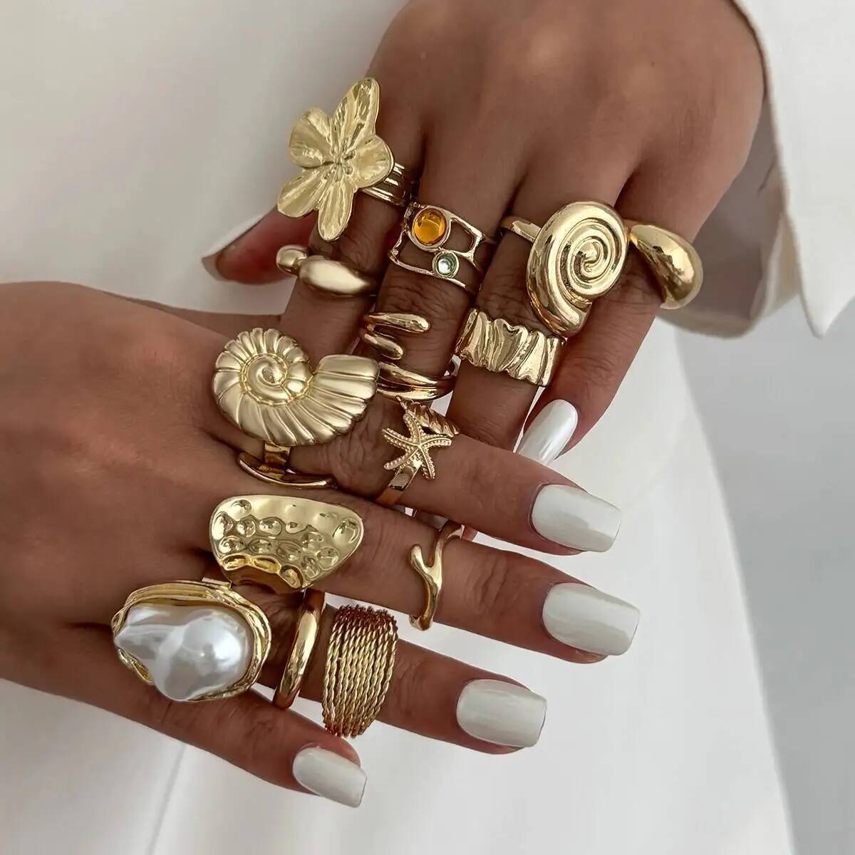 IngeSight.Z 14 قطعة/المجموعة ا - مراجعة Vintage Punk Knuckle Rings Set وسعره