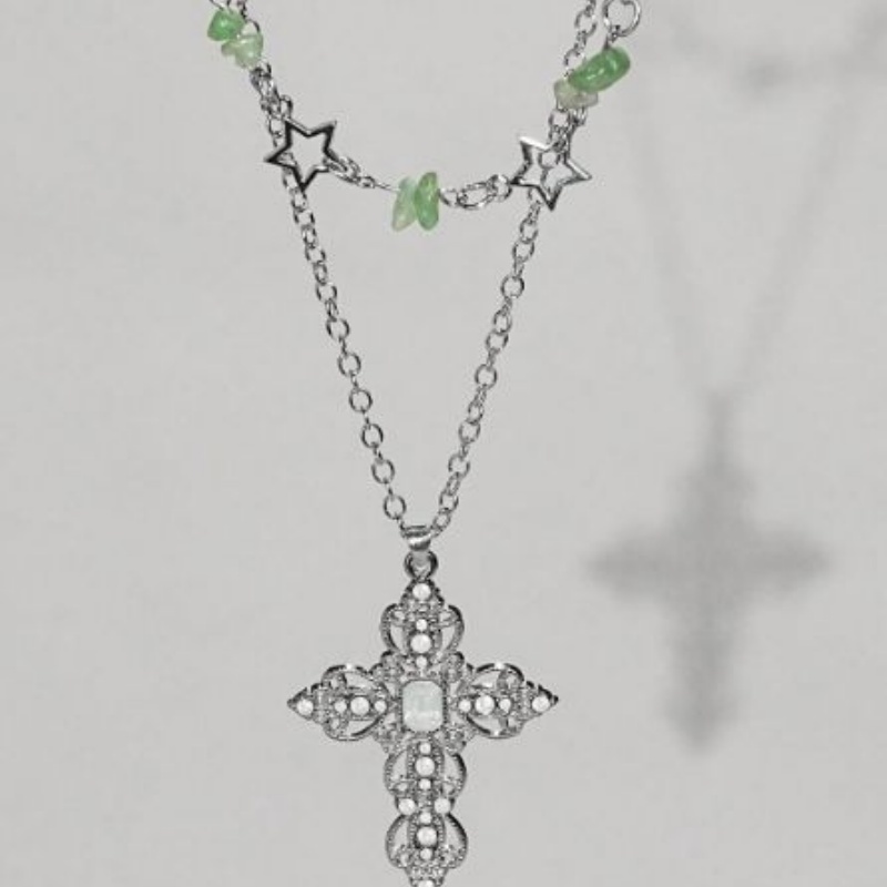 طقم قلادة من قطعتين بتصميم Y2K - مراجعة Layered Pendant Necklace Aesthetic وسعره