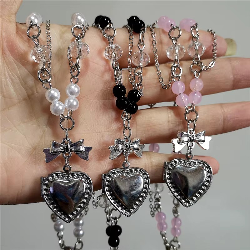 القوطي Y2K القلب المنجد قلادة  - مراجعة Heart Locket Necklace Photo وسعره