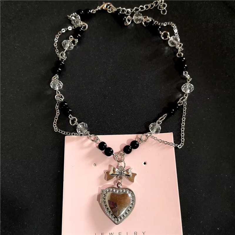القوطي Y2K القلب المنجد قلادة  - مراجعة Heart Locket Necklace Photo وسعره