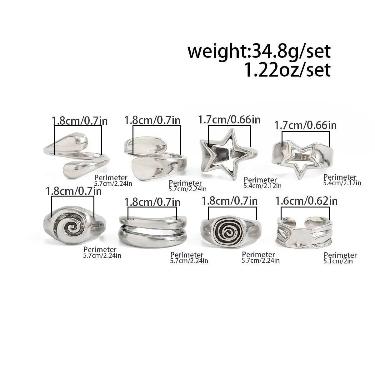 خواتم إنجيمارك 8 قطع/طقم بتصمي - مراجعة Vintage Punk Knuckle Rings Set وسعره