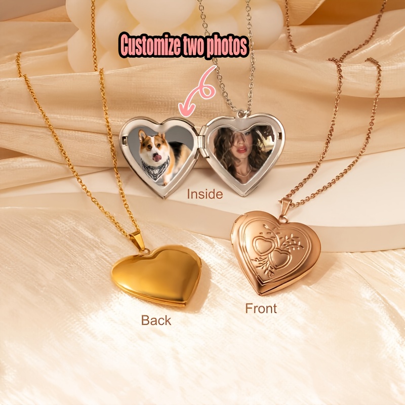 قلادة مخصصة بصورة شخصية على شك - مراجعة Heart Locket Necklace Photo وسعره