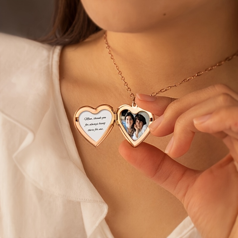 قلادة مخصصة بصورة شخصية على شك - مراجعة Heart Locket Necklace Photo وسعره
